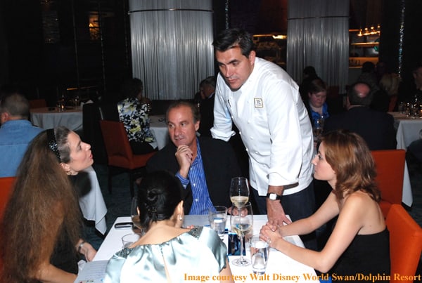 Chef Todd English with diners at Bluezoo