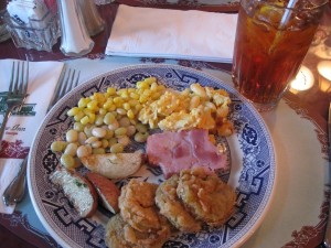 Lunch is a ritual at the legendary Blue Willow Inn located in Social Circle, Georgia, famous for its Southern cooking, particularly fried green tomatoes.